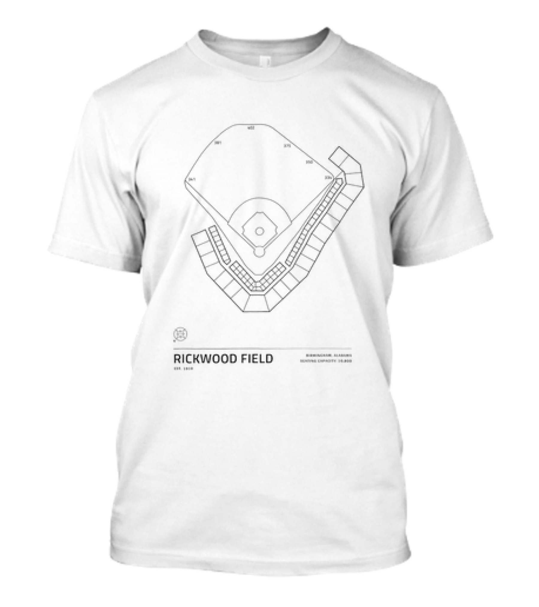 Rickwood Field Stadium Birmingham Alabama Est 1910 Diagram Layout T-Shirt