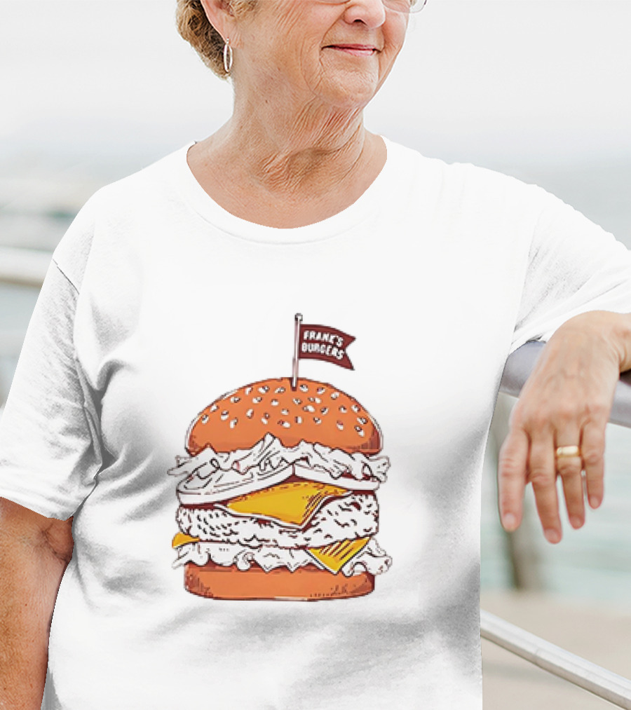 Frank’s Burgers Cheeseburger With Lettuce And Flag T-Shirt