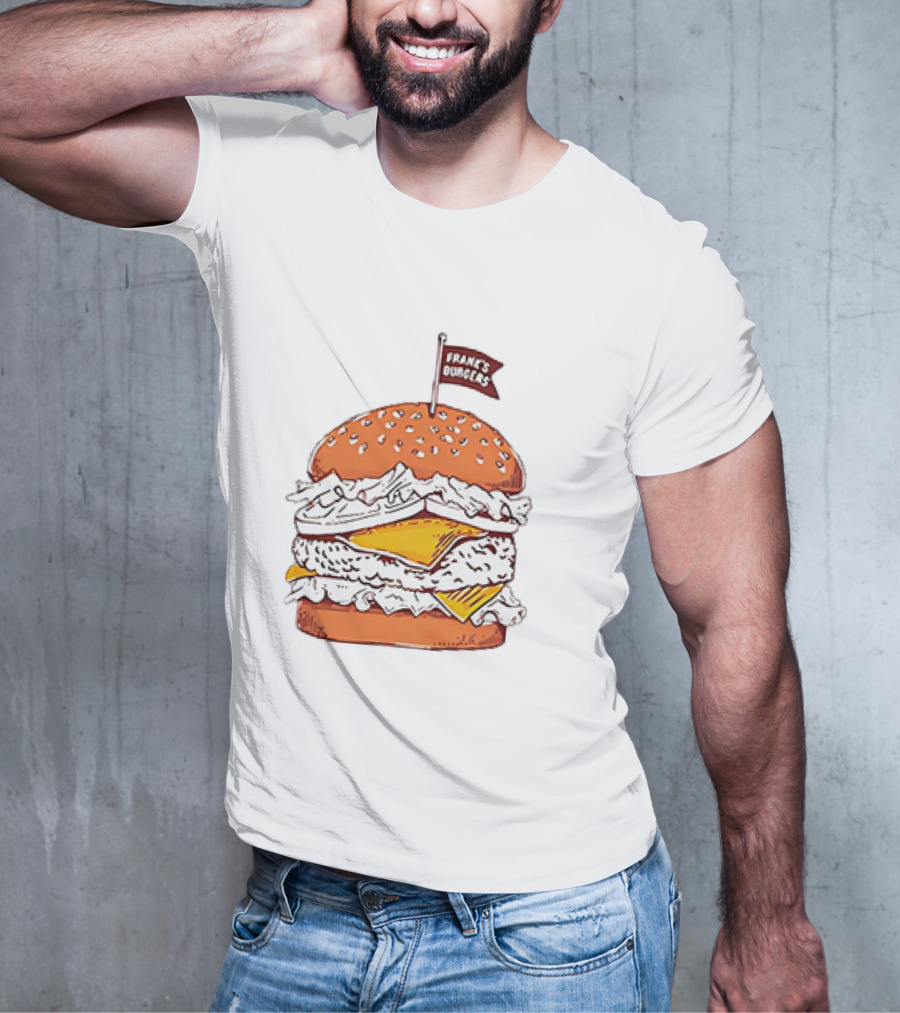 Frank’s Burgers Cheeseburger With Lettuce And Flag T-Shirt
