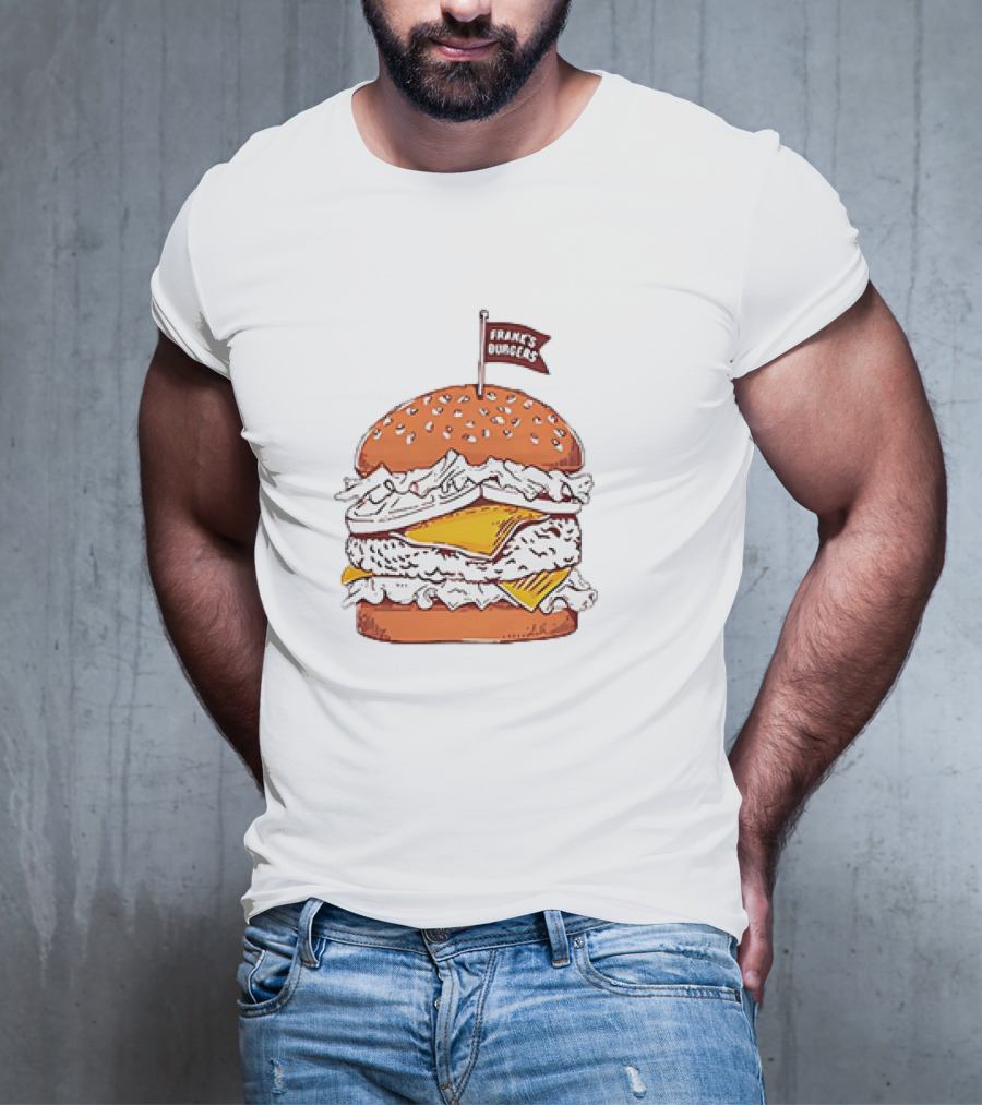 Frank’s Burgers Cheeseburger With Lettuce And Flag T-Shirt