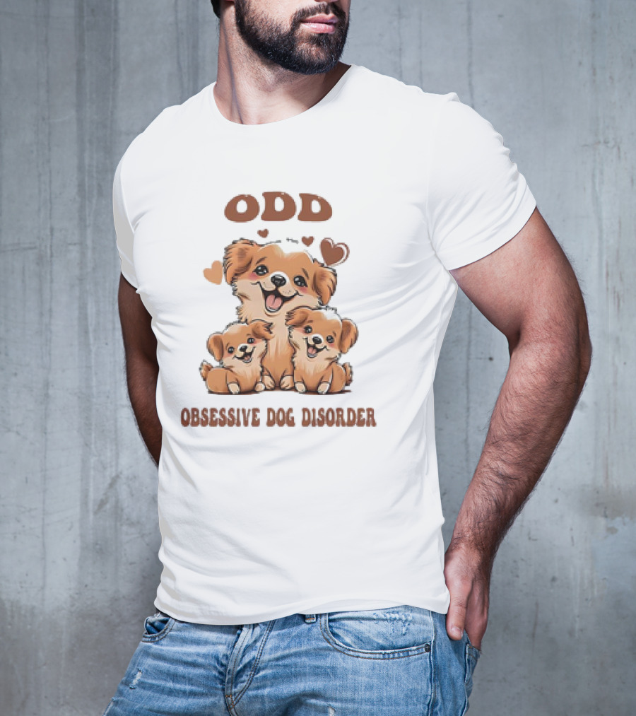 ODD Obsessive Dog Disorder Cute Puppy Family With Hearts T-Shirt