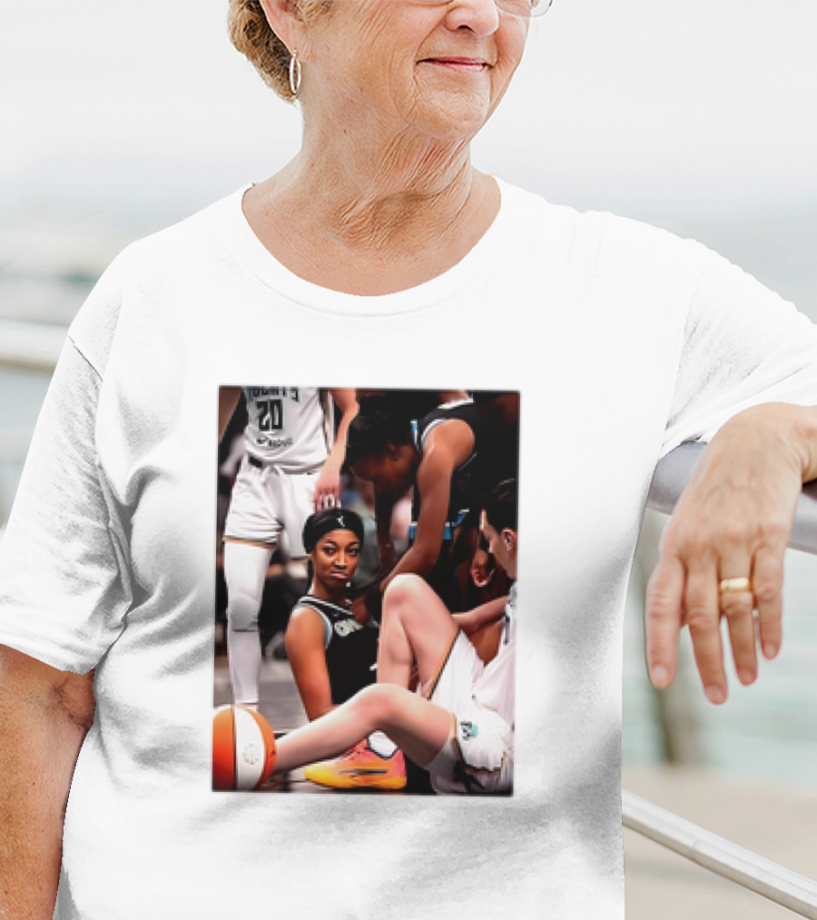 Angel Reese Determined Poised Basketball Court Moment T-Shirt