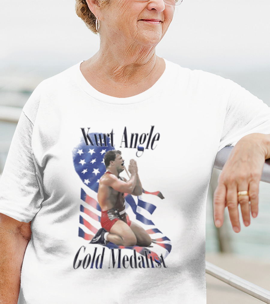 Kurt Angle Gold Medalist American Flag Wrestling Victory T-Shirt