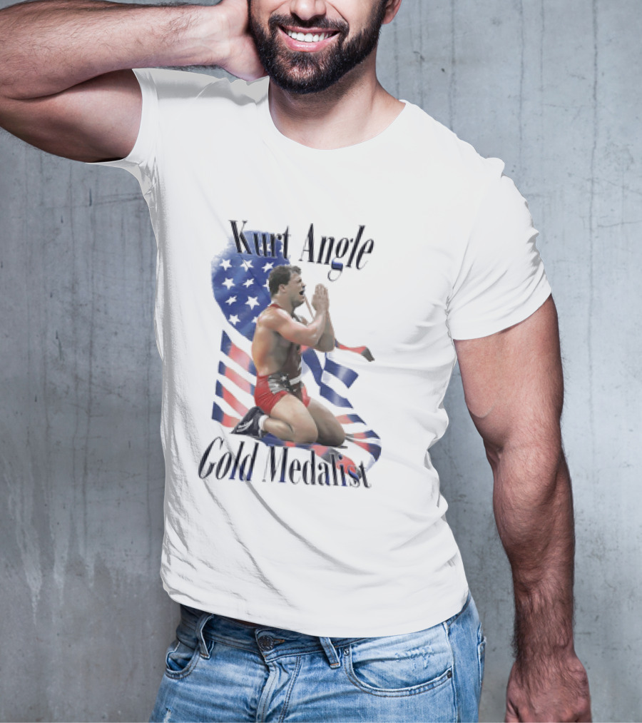 Kurt Angle Gold Medalist American Flag Wrestling Victory T-Shirt
