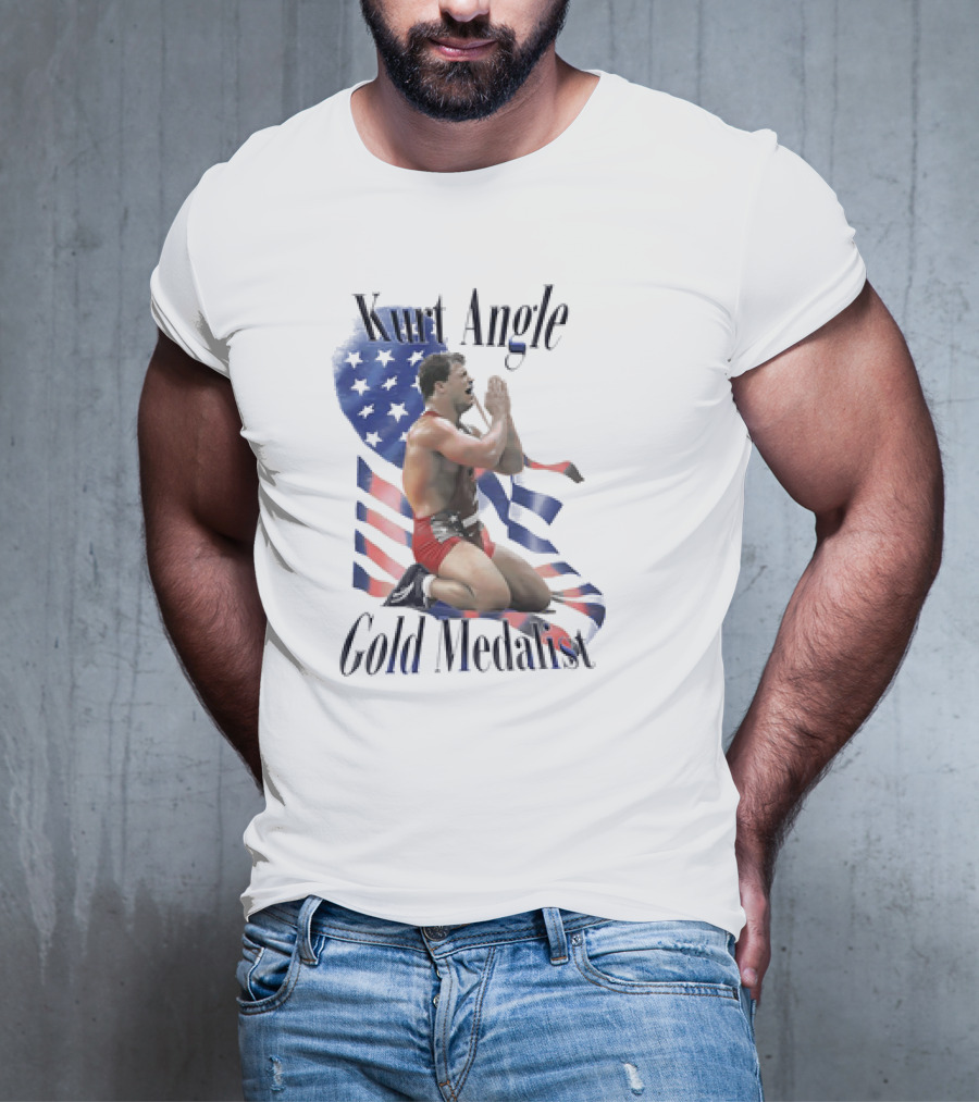 Kurt Angle Gold Medalist American Flag Wrestling Victory T-Shirt