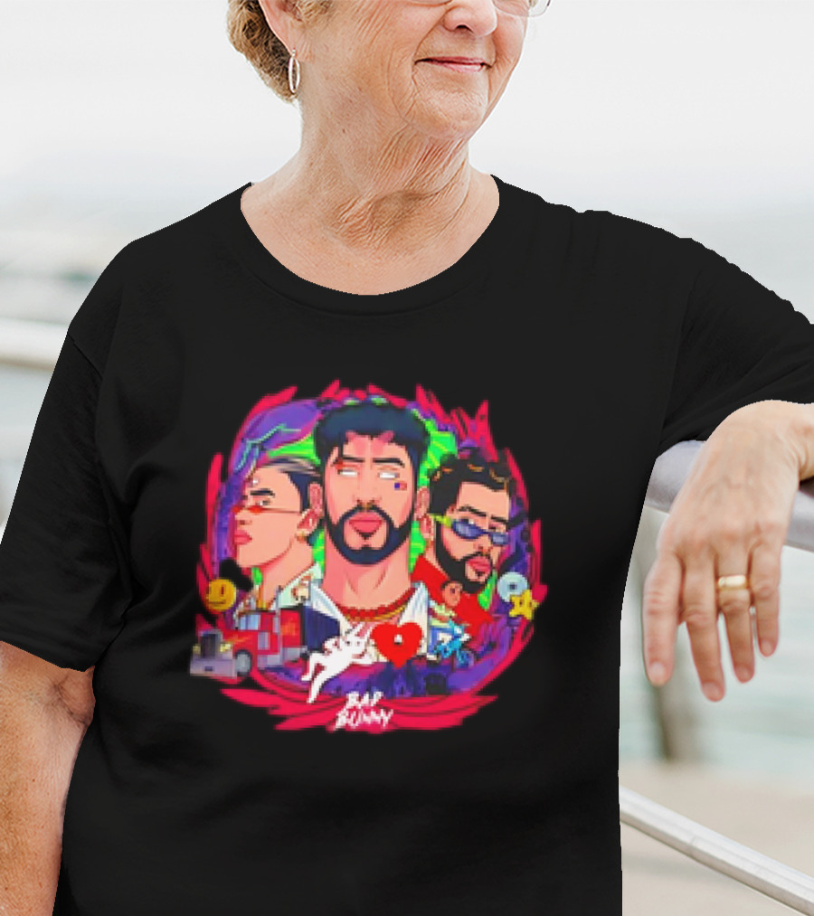 Bad Bunny X 100PRE Vintage Colorful Portraits And Iconic Symbols T-Shirt