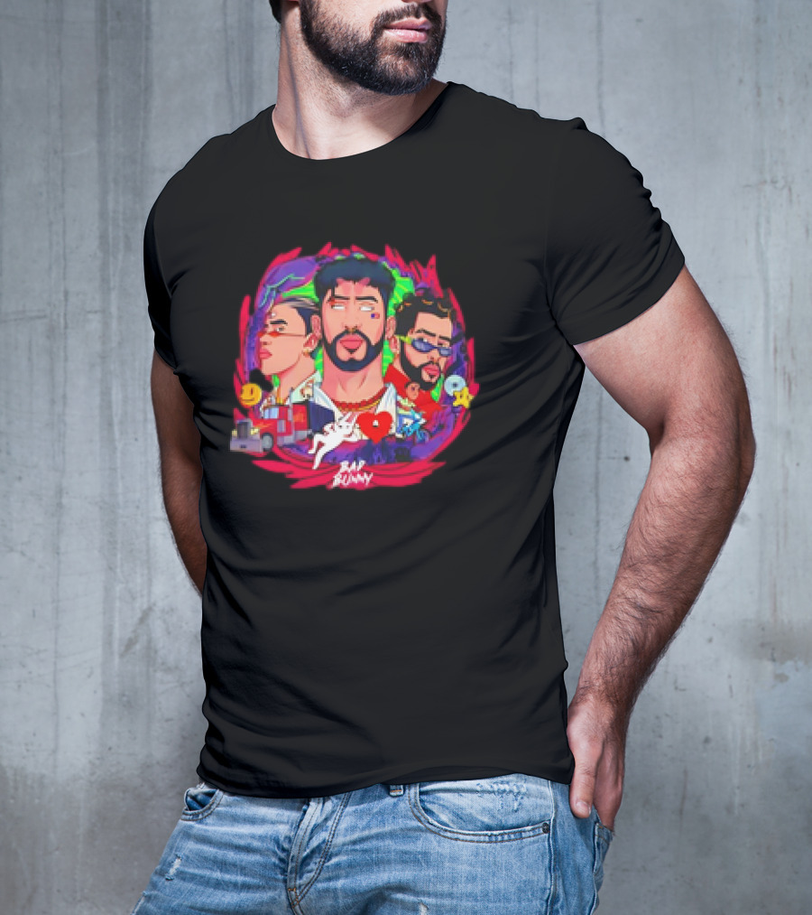 Bad Bunny X 100PRE Vintage Colorful Portraits And Iconic Symbols T-Shirt