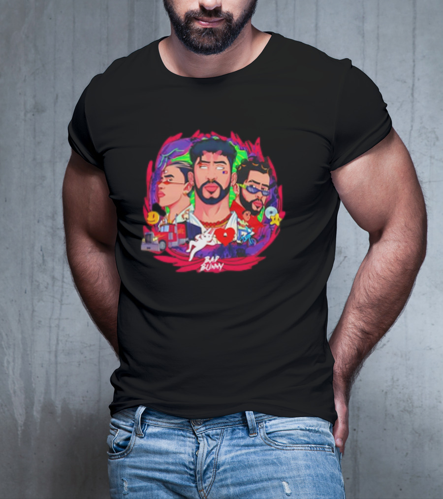 Bad Bunny X 100PRE Vintage Colorful Portraits And Iconic Symbols T-Shirt