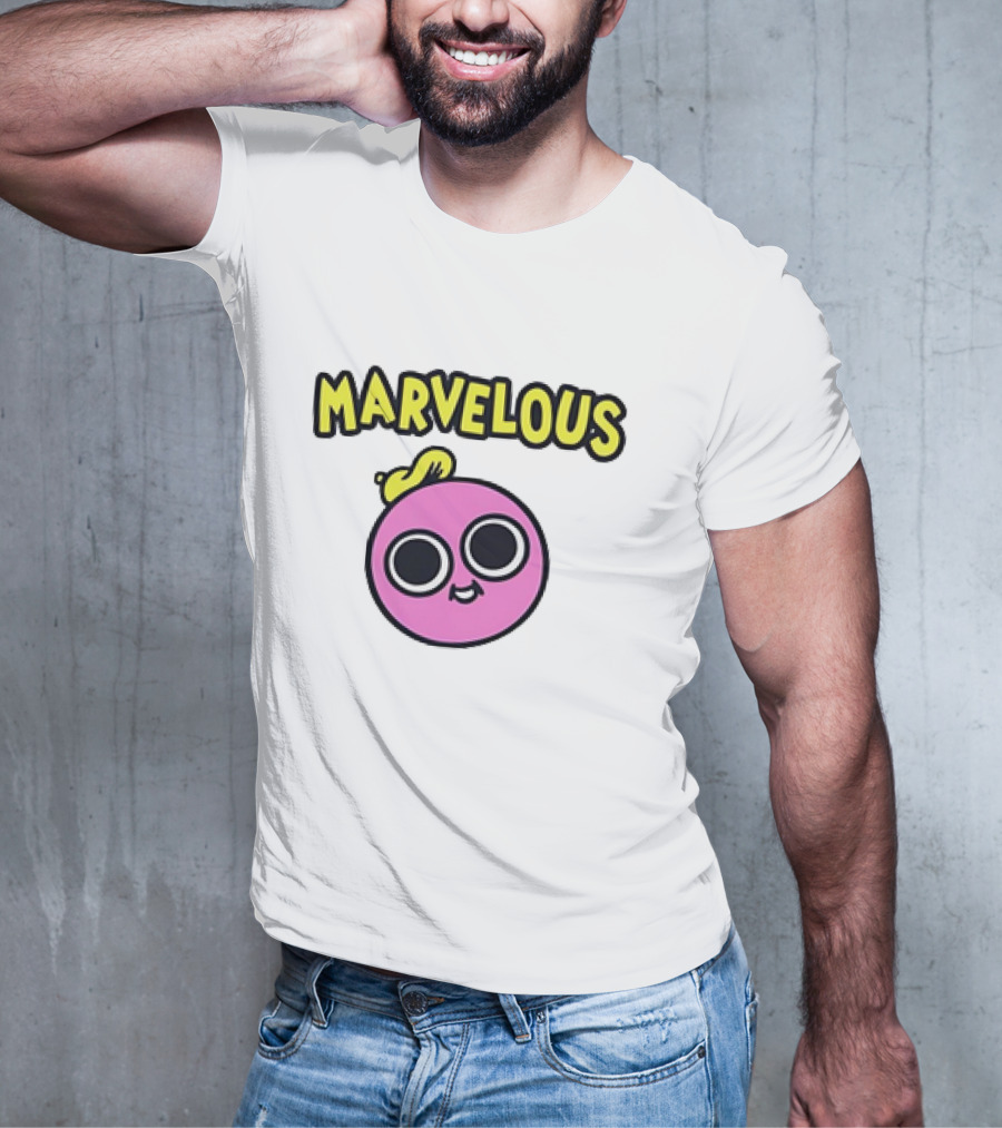 MARVELOUS Cute Pink Smiley Face With Large Eyes And Yellow Hair T-Shirt