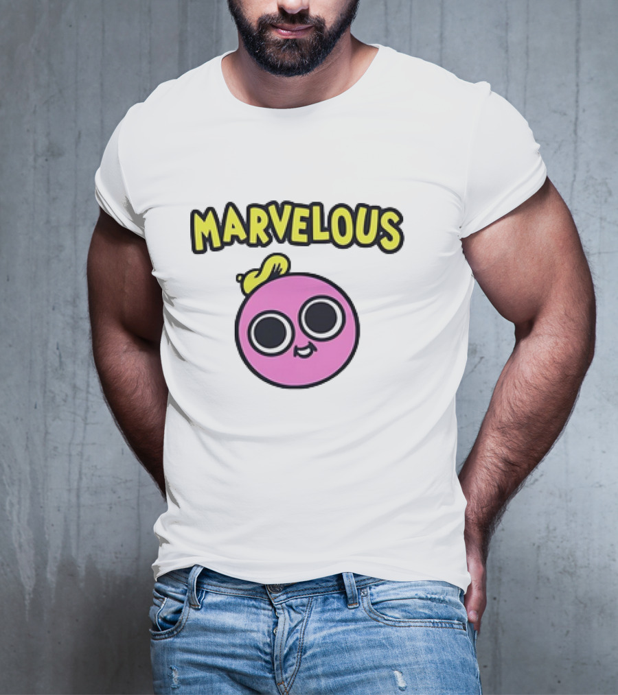 MARVELOUS Cute Pink Smiley Face With Large Eyes And Yellow Hair T-Shirt