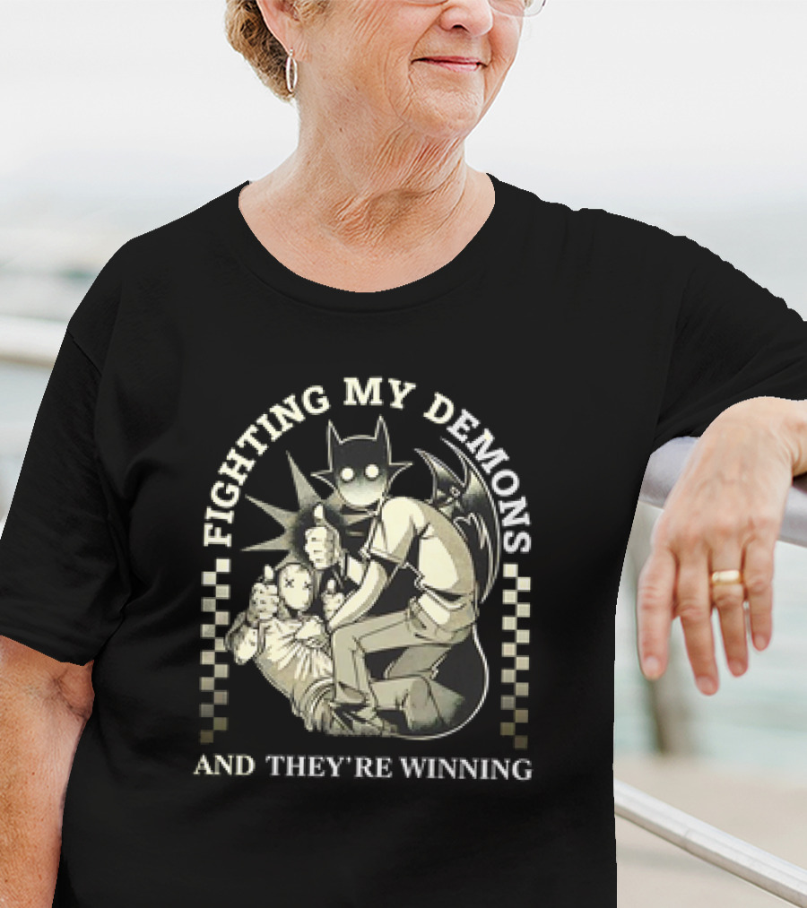 Fighting My Demons And They're Winning Creepy Cartoon T-Shirt