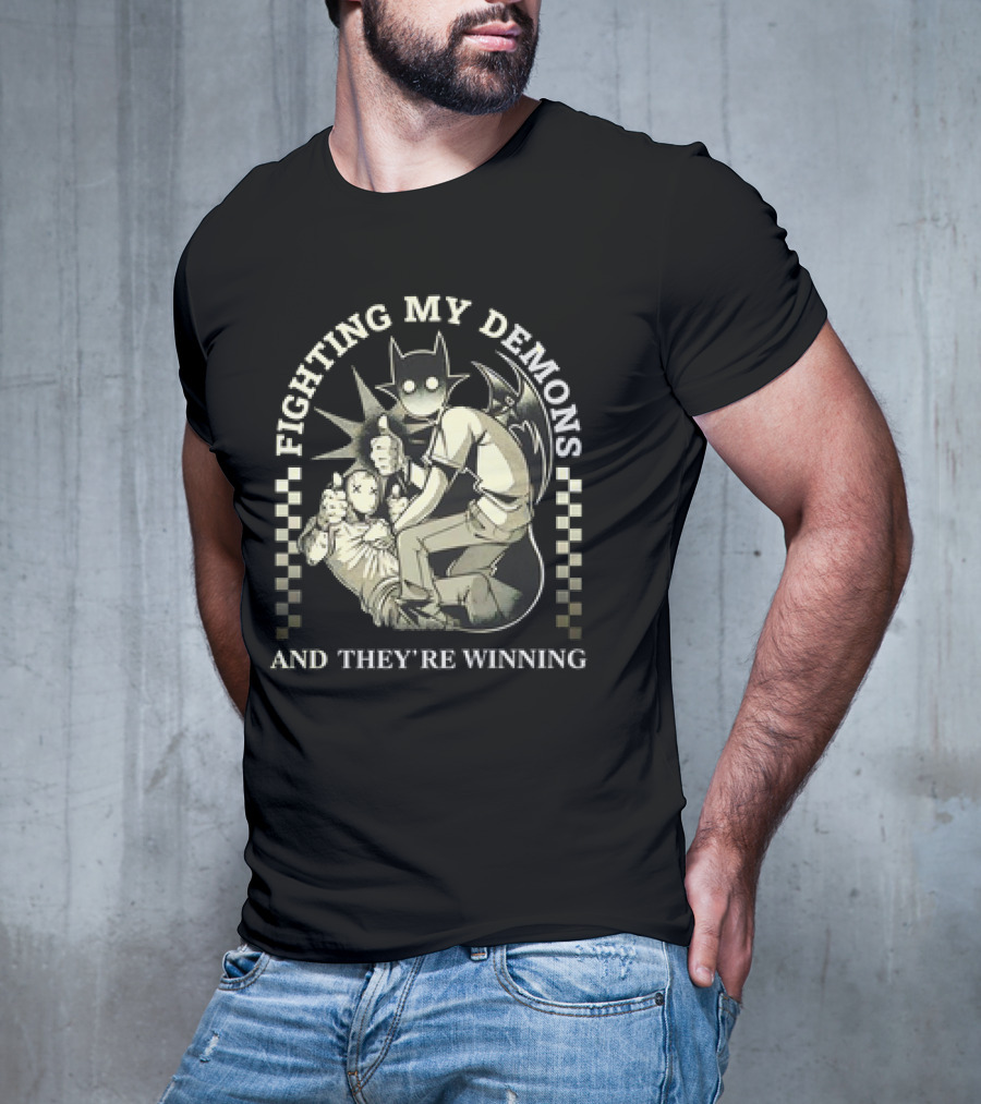 Fighting My Demons And They're Winning Creepy Cartoon T-Shirt