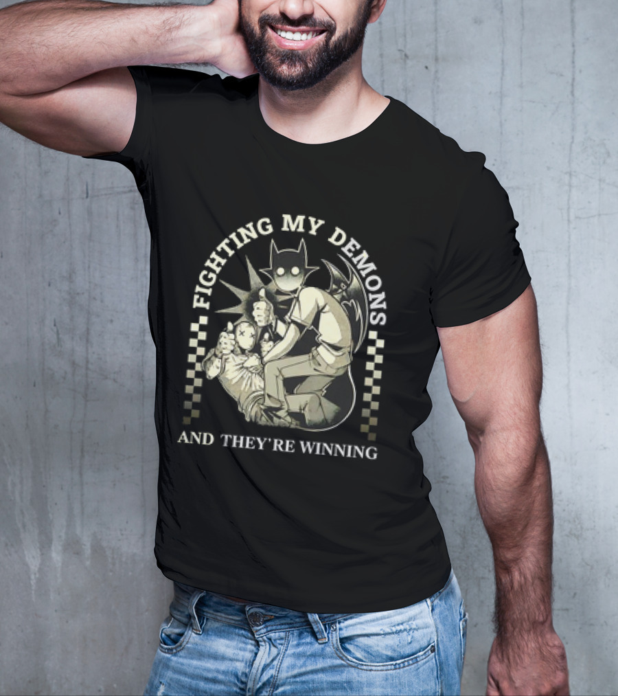 Fighting My Demons And They're Winning Creepy Cartoon T-Shirt