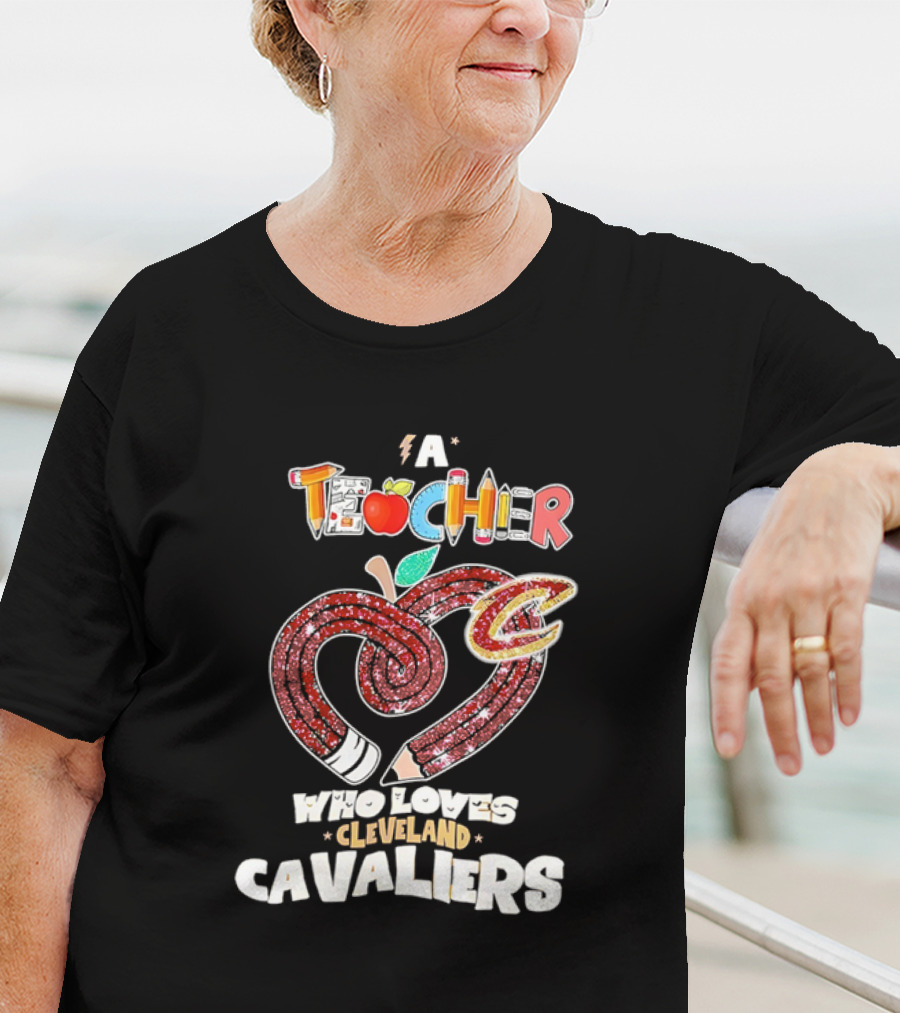 Teacher Heart Pencil Apple Cleveland Cavaliers T-Shirt