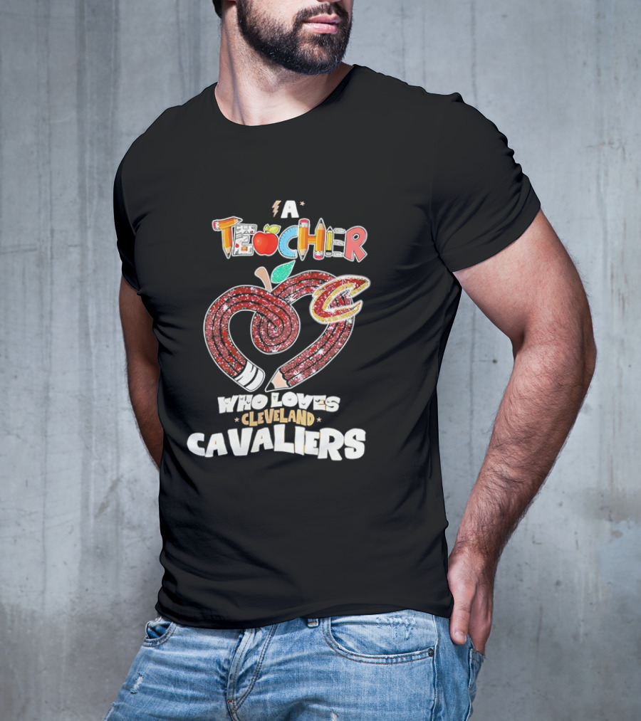 Teacher Heart Pencil Apple Cleveland Cavaliers T-Shirt