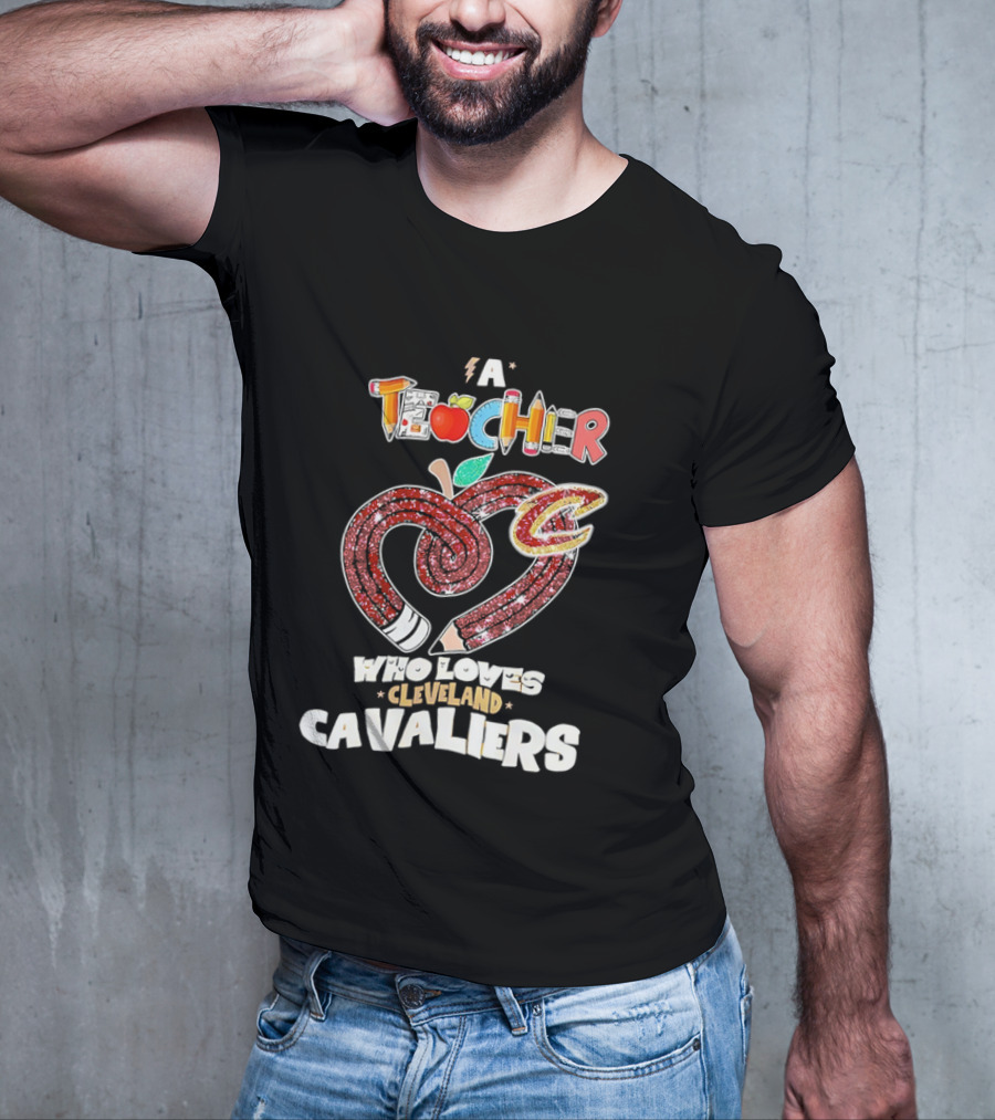 Teacher Heart Pencil Apple Cleveland Cavaliers T-Shirt