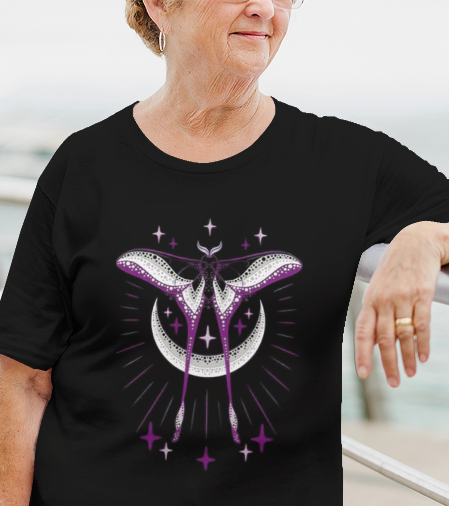 Ace Moonmoth With Crescent Moon And Radiant Stars T-Shirt