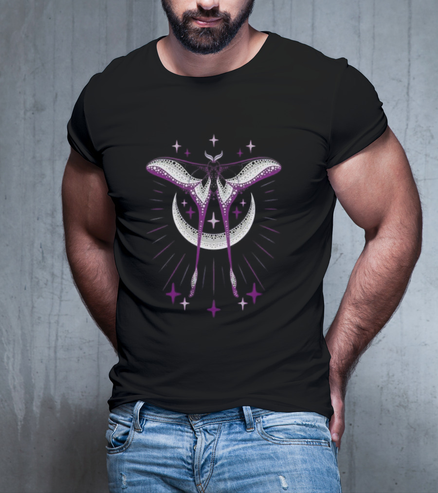 Ace Moonmoth With Crescent Moon And Radiant Stars T-Shirt