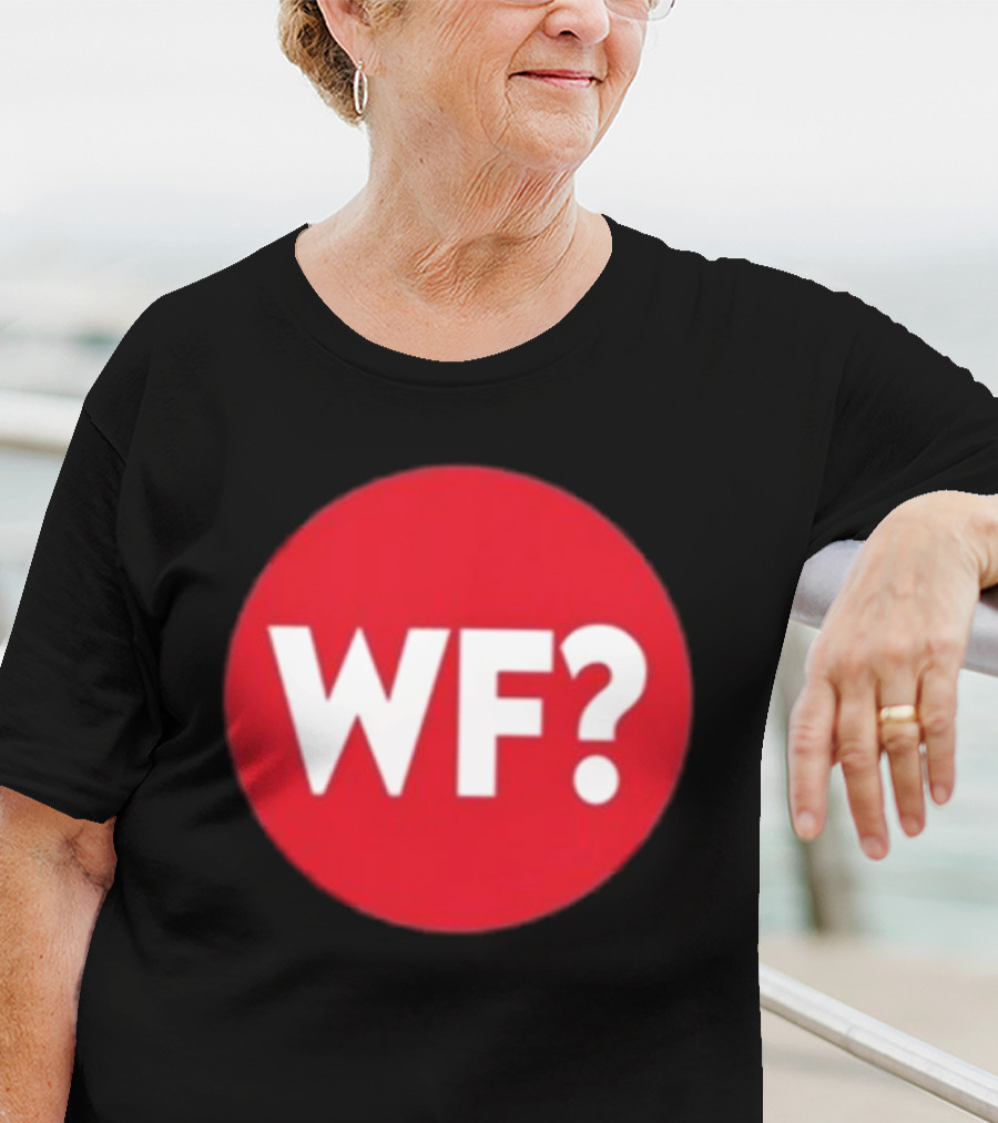 Adrianne Curry Wearing WF Why-Files Red Circle Icon T-Shirt