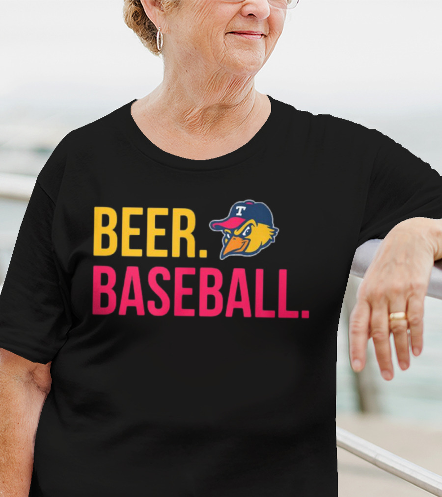 Beer Baseball T-Bird Mascot Bold Text Design T-Shirt