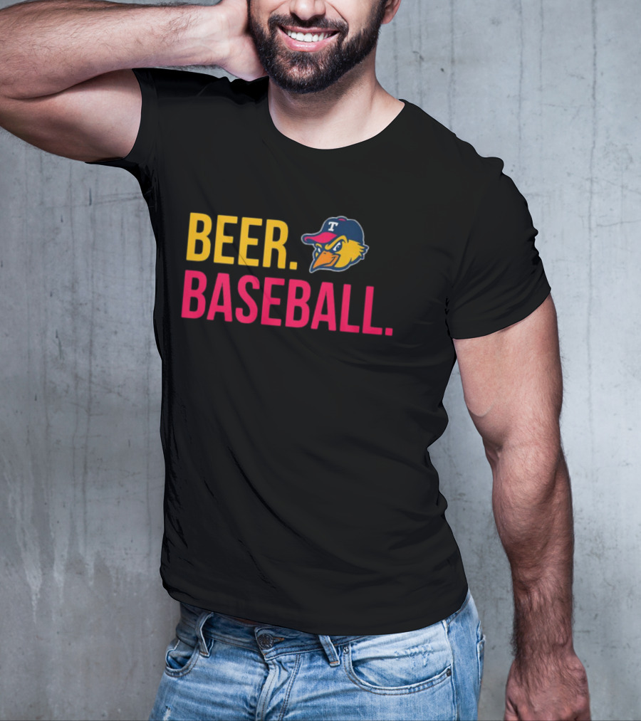 Beer Baseball T-Bird Mascot Bold Text Design T-Shirt