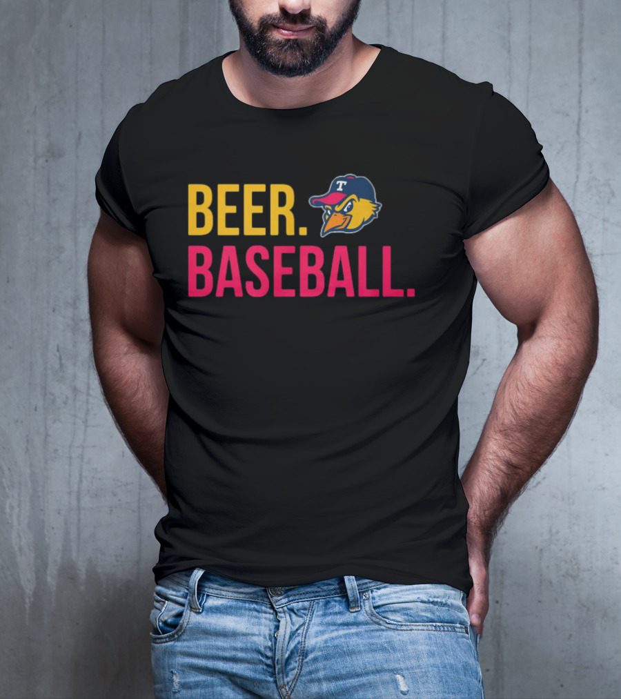 Beer Baseball T-Bird Mascot Bold Text Design T-Shirt