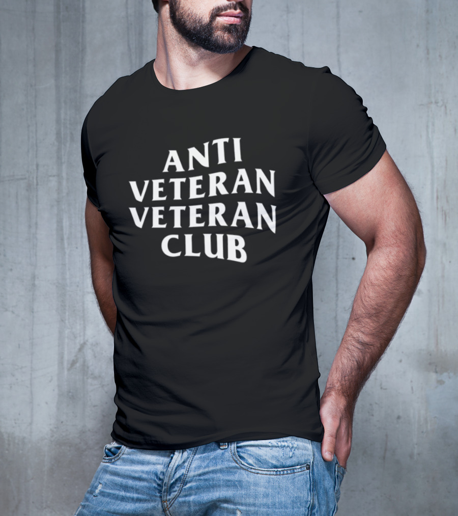 ANTI VETERAN VETERAN CLUB VINTAGE STYLE WHITE TEXT T-Shirt