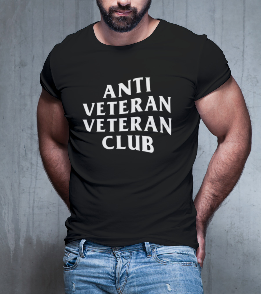 ANTI VETERAN VETERAN CLUB VINTAGE STYLE WHITE TEXT T-Shirt