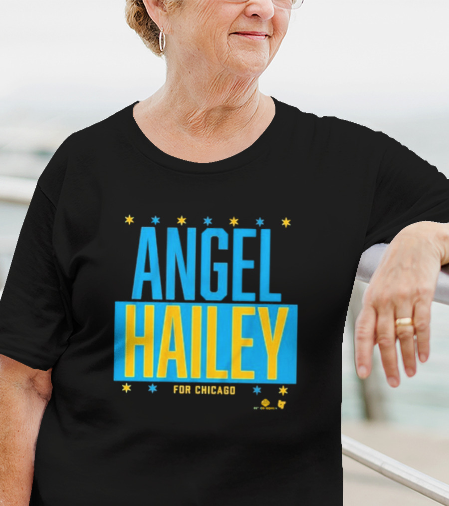 "Angel Hailey For Chicago Basketball Stars Blue Yellow" T-Shirt