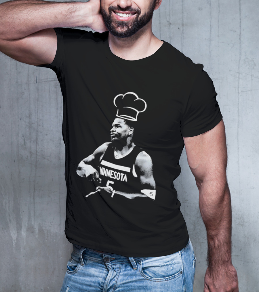 Anthony Edwards No.5 Minnesota Timberwolves Cooking Basketball Player Chef Hat T-Shirt