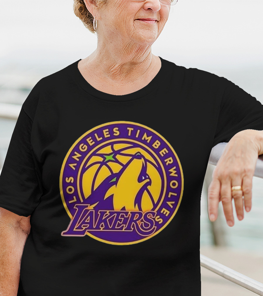 Los Angeles Timberwolves Lakers Collaboration Emblem Transformation T-Shirt