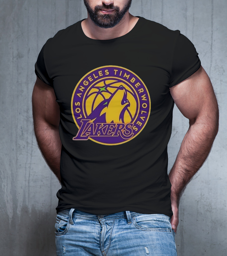 Los Angeles Timberwolves Lakers Collaboration Emblem Transformation T-Shirt