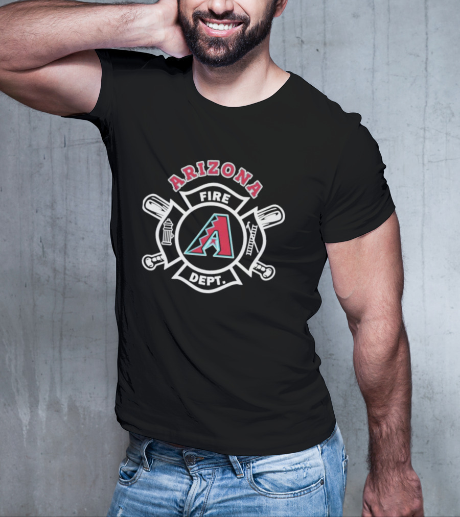 Arizona Diamondbacks Fire Dept Axe Hydrant Baseball Emblem T-Shirt