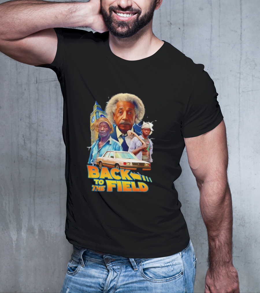 Back To The Field Einstein Time Travel Comedy UK Farmers And Car T-Shirt