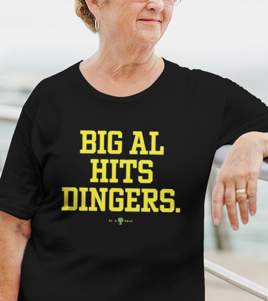 Big Al Hits Dingers Baseball Quote Yellow Text T-Shirt