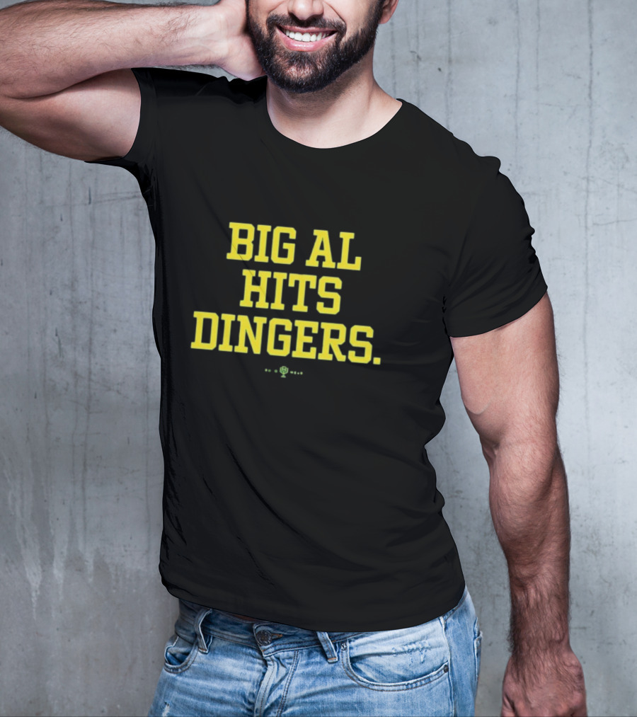Big Al Hits Dingers Baseball Quote Yellow Text T-Shirt