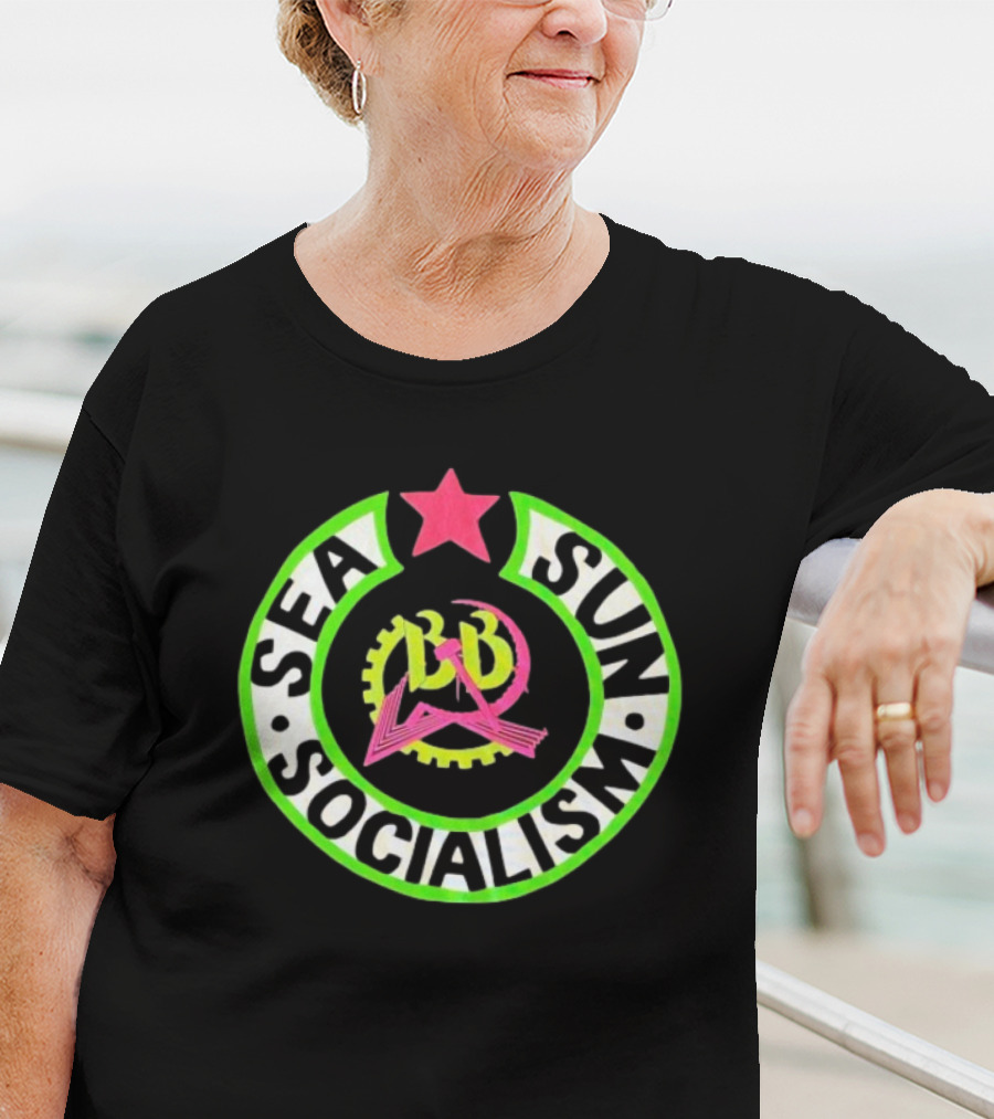 Billy Bragg Sea Sun Socialism LD Star Circle T-Shirt