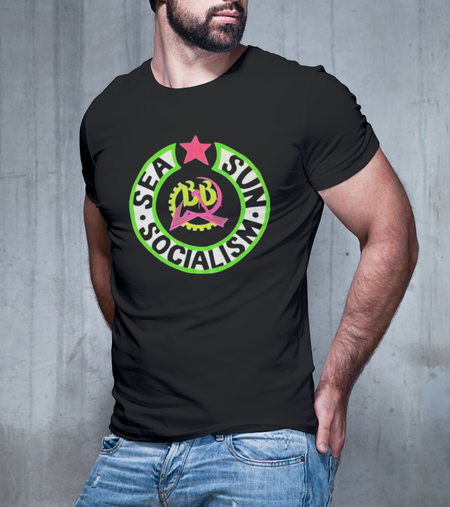 Billy Bragg Sea Sun Socialism LD Star Circle T-Shirt