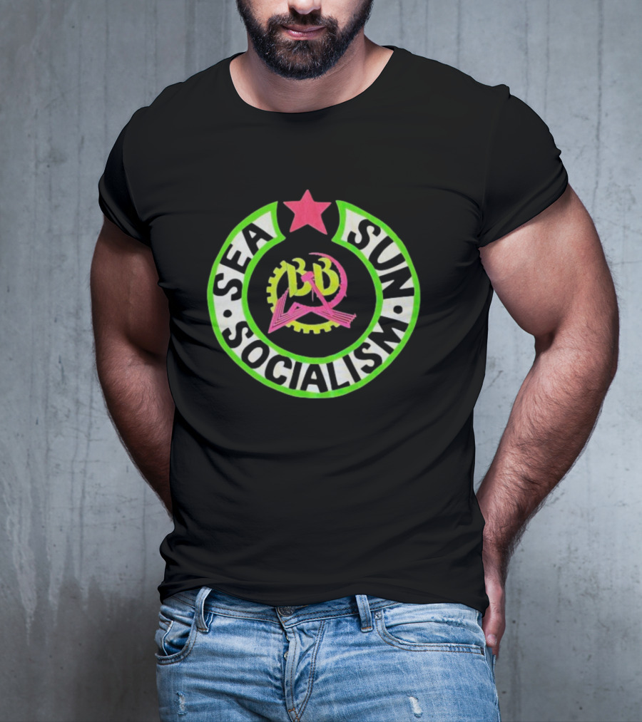 Billy Bragg Sea Sun Socialism LD Star Circle T-Shirt