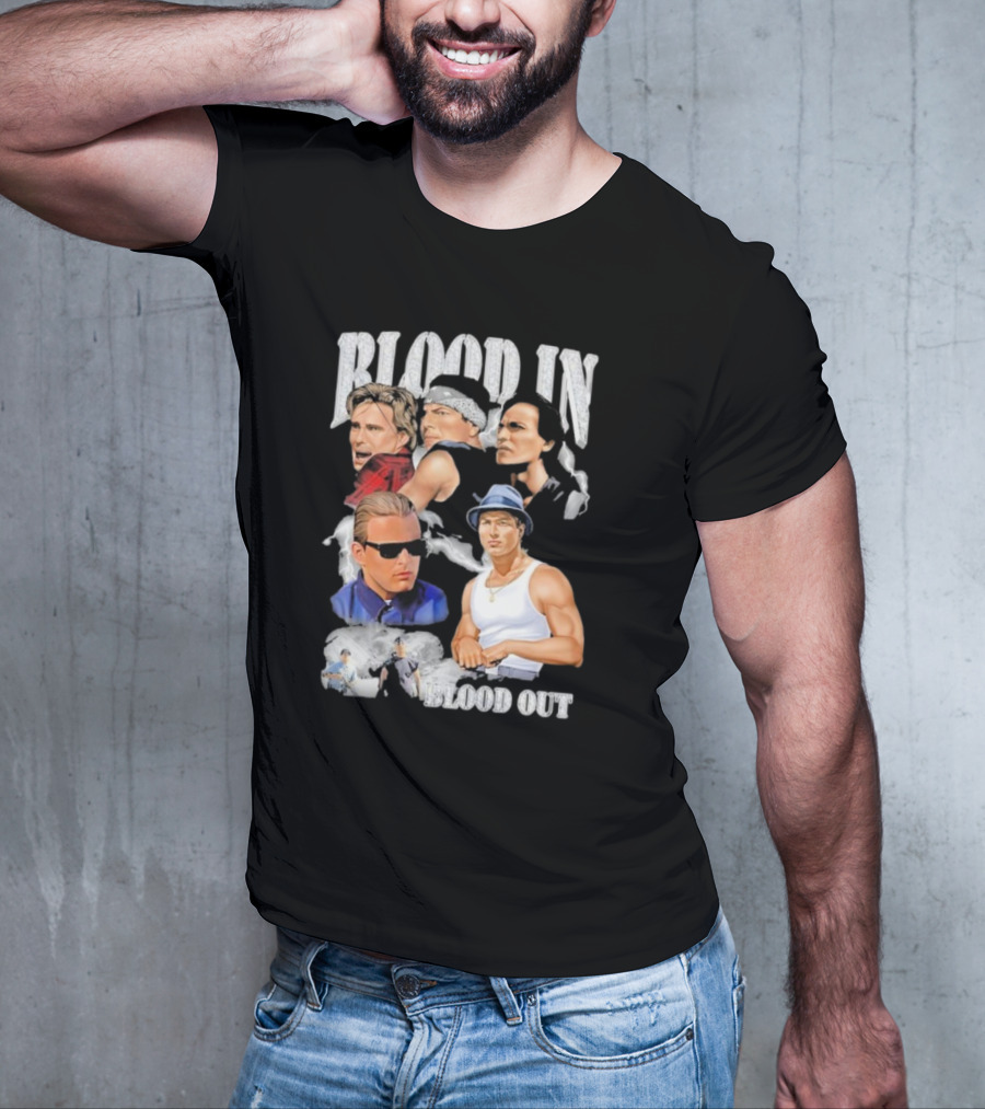 Blood In Blood Out Movie Characters Collage With Diamonds T-Shirt