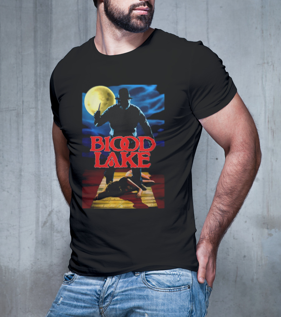 Blood Lake Horror Movie Moonlit Killer Silhouette T-Shirt