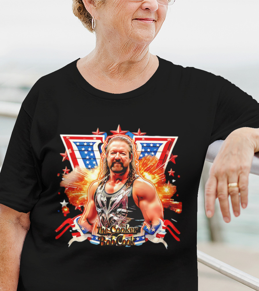 Bob Cook The Cooker Professional Wrestler Starburst American Flag T-Shirt