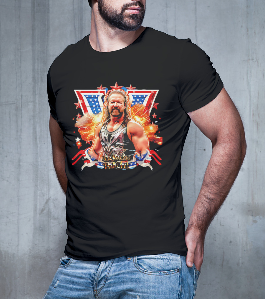 Bob Cook The Cooker Professional Wrestler Starburst American Flag T-Shirt