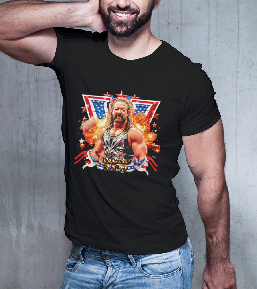 Bob Cook The Cooker Professional Wrestler Starburst American Flag T-Shirt