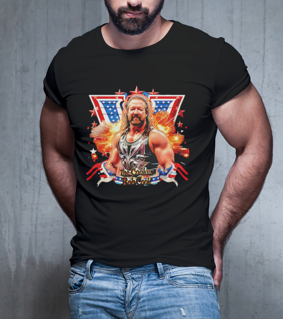 Bob Cook The Cooker Professional Wrestler Starburst American Flag T-Shirt