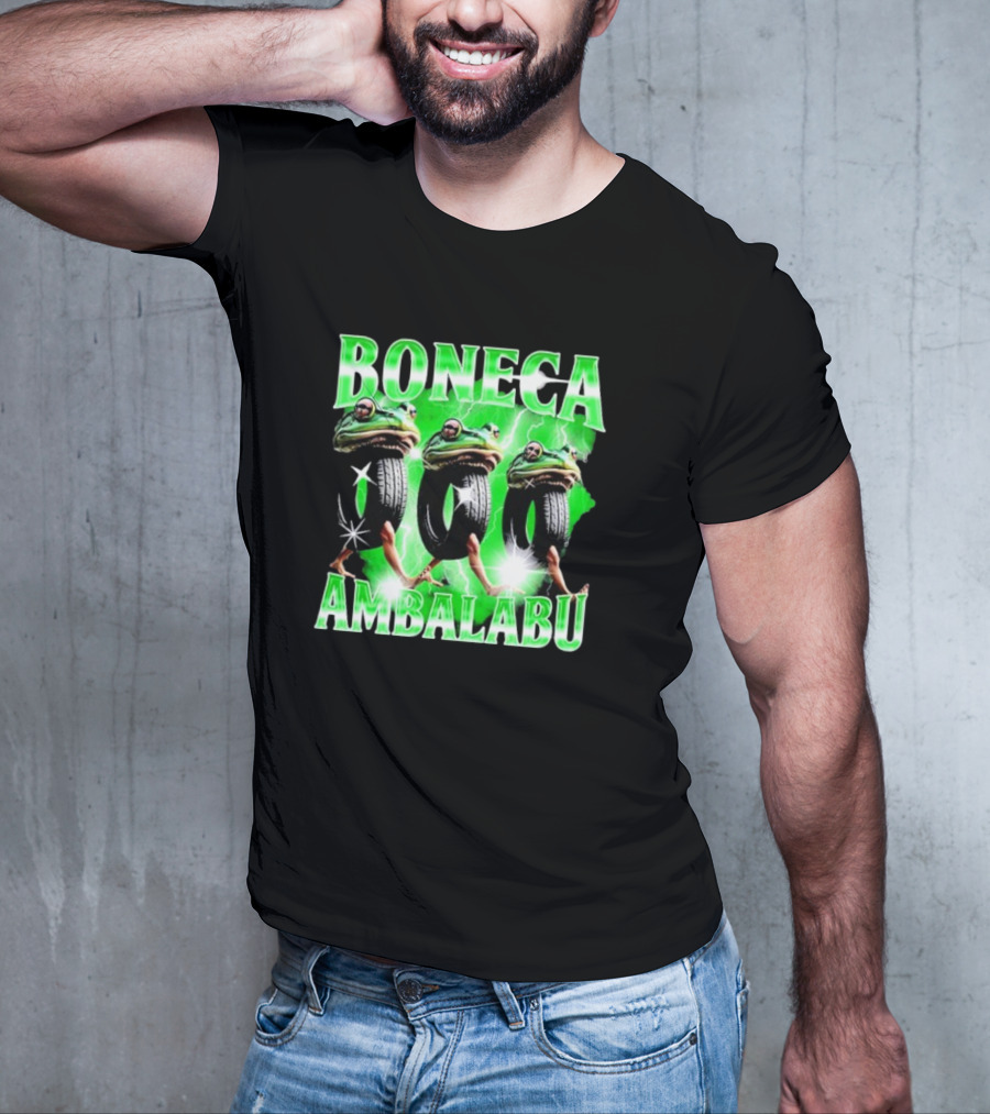 Boneca Ambalabu Frog Head With Tires And Green Lightning T-Shirt