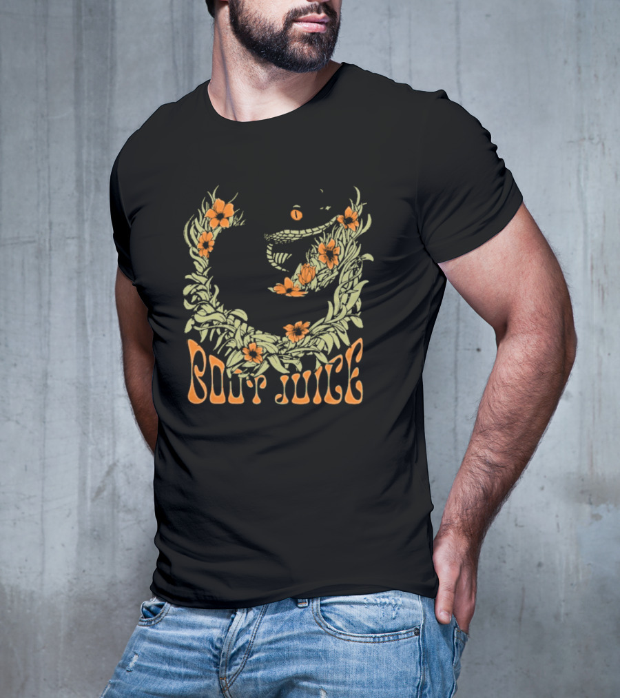 Boot Juice Snake With Floral Wreath And Orange Flowers T-Shirt