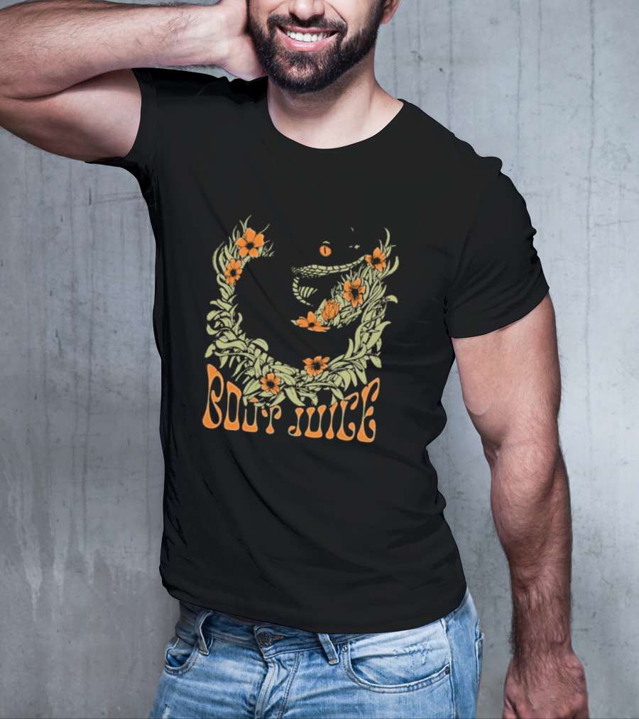 Boot Juice Snake With Floral Wreath And Orange Flowers T-Shirt