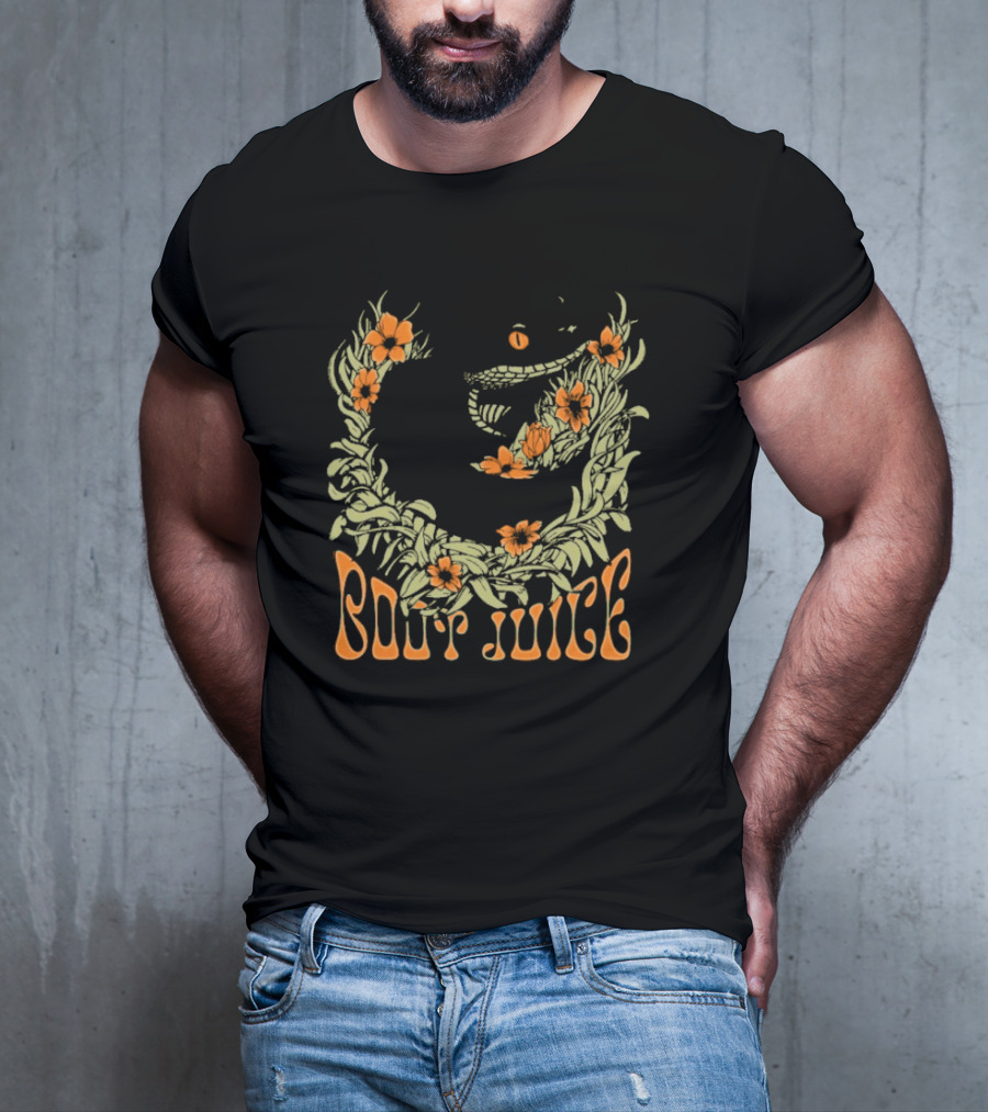 Boot Juice Snake With Floral Wreath And Orange Flowers T-Shirt
