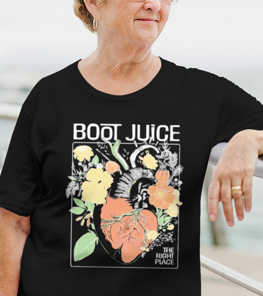 Boot Juice The Right Place Floral Heart Botanical Vintage Style T-Shirt